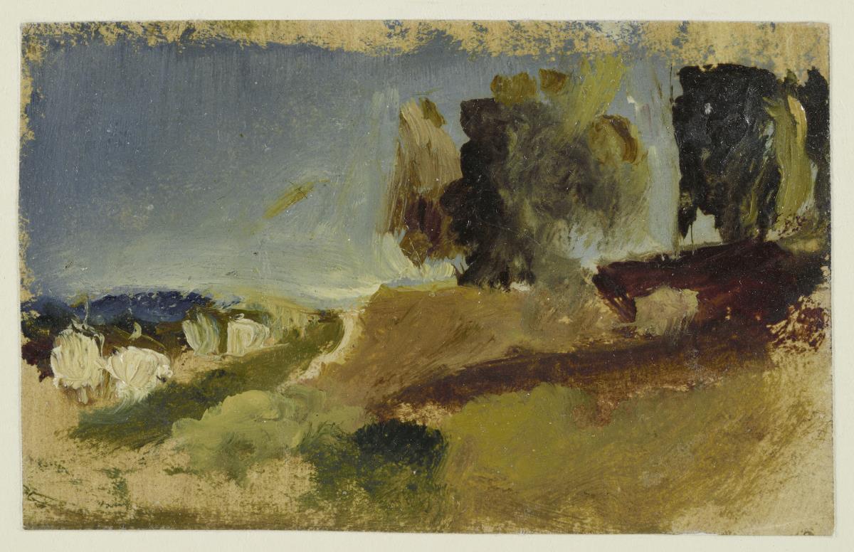 Landschaft mit Bäumen und Mauer bei Narni