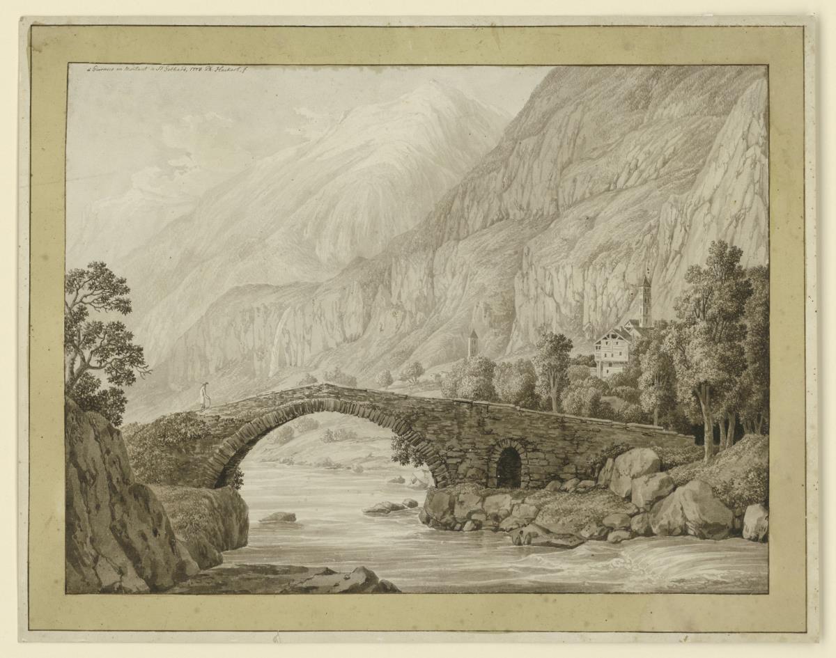 Steinbrücke im Schweizer Hochgebirge / Brücke in Giurnico am St. Gotthard