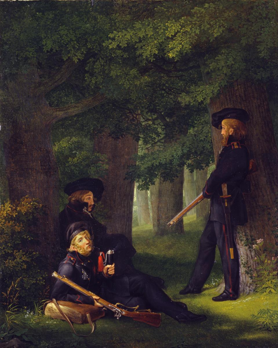 Theodor Körner, Friedrich Friesen und Heinrich Hartmann auf Vorposten