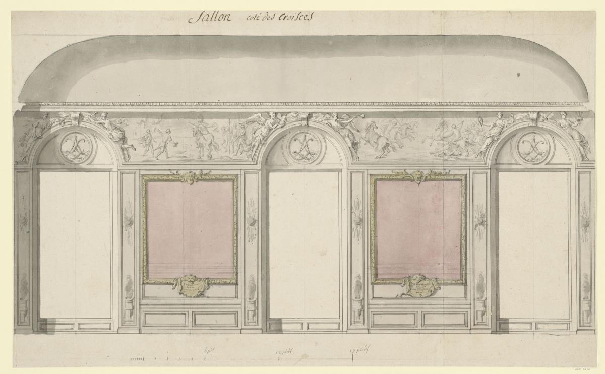 Saalwand mit Spiegeldecke