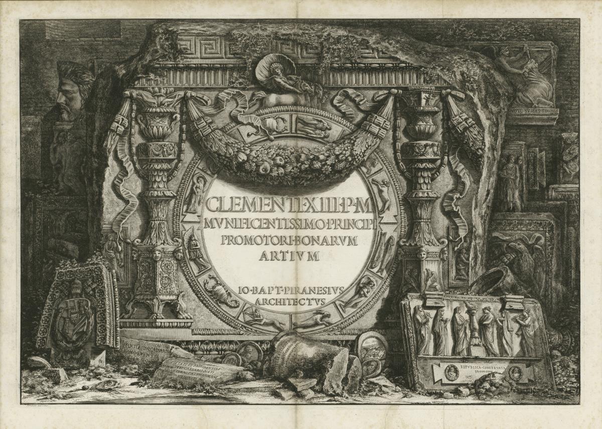 Widmungsblatt an Papst Clemens XIII., in "Antichità d'Albano e di Castel Gandolfo"