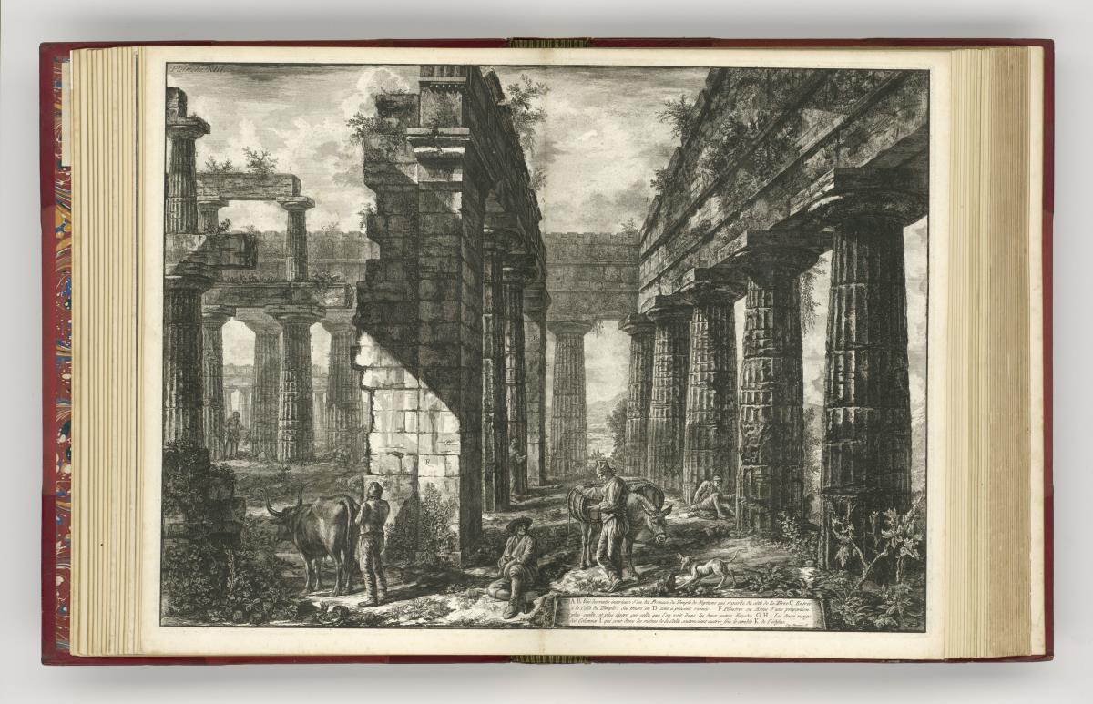 "Vue des restes interieurs d'un des Pronaos du Temple de Neptune", Taf. XIII aus "Différentes vues de quelques restes de trois grands édifices ... dans ... l'ancienne ville de Pesto"