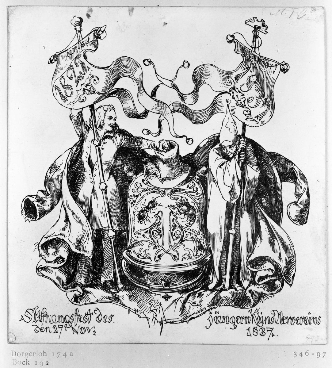 Karte zum Stiftungsfest des Vereins der jüngeren Künstler, 27. November 1837