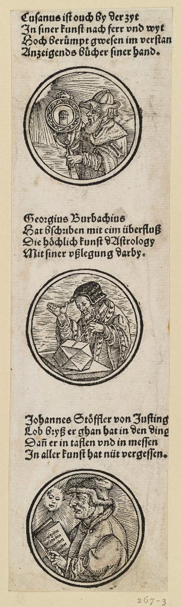 Drei Bildnisse von Astronomen: Eusanus, Georgius Burbachius, Johannes Stöffler von Justing