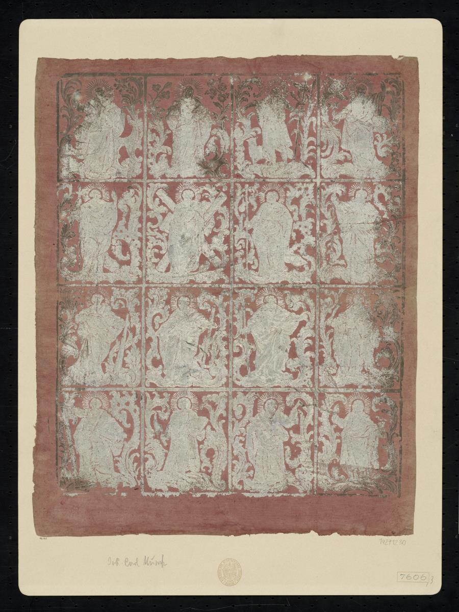 Brokatpapier (Blatt mit 16 Heiligen)