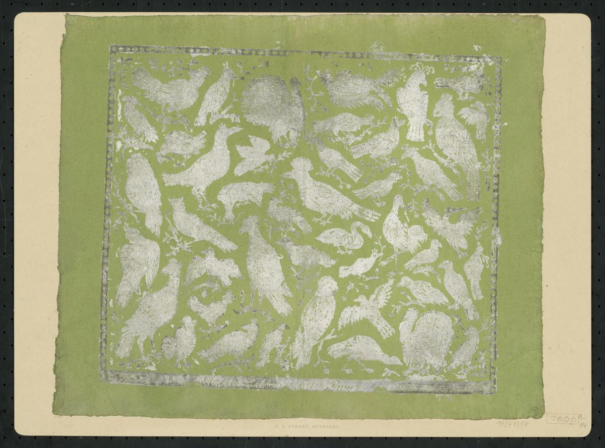 Brokatpapier (Blatt mit Vögeln)