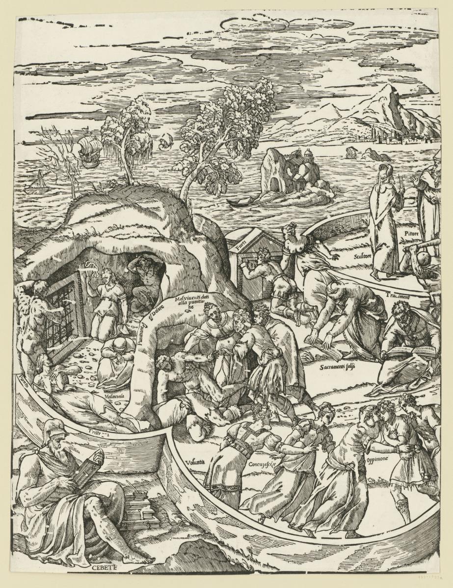Tabula Cebetis (bestehend aus drei Holzschnitten, linker Teil)