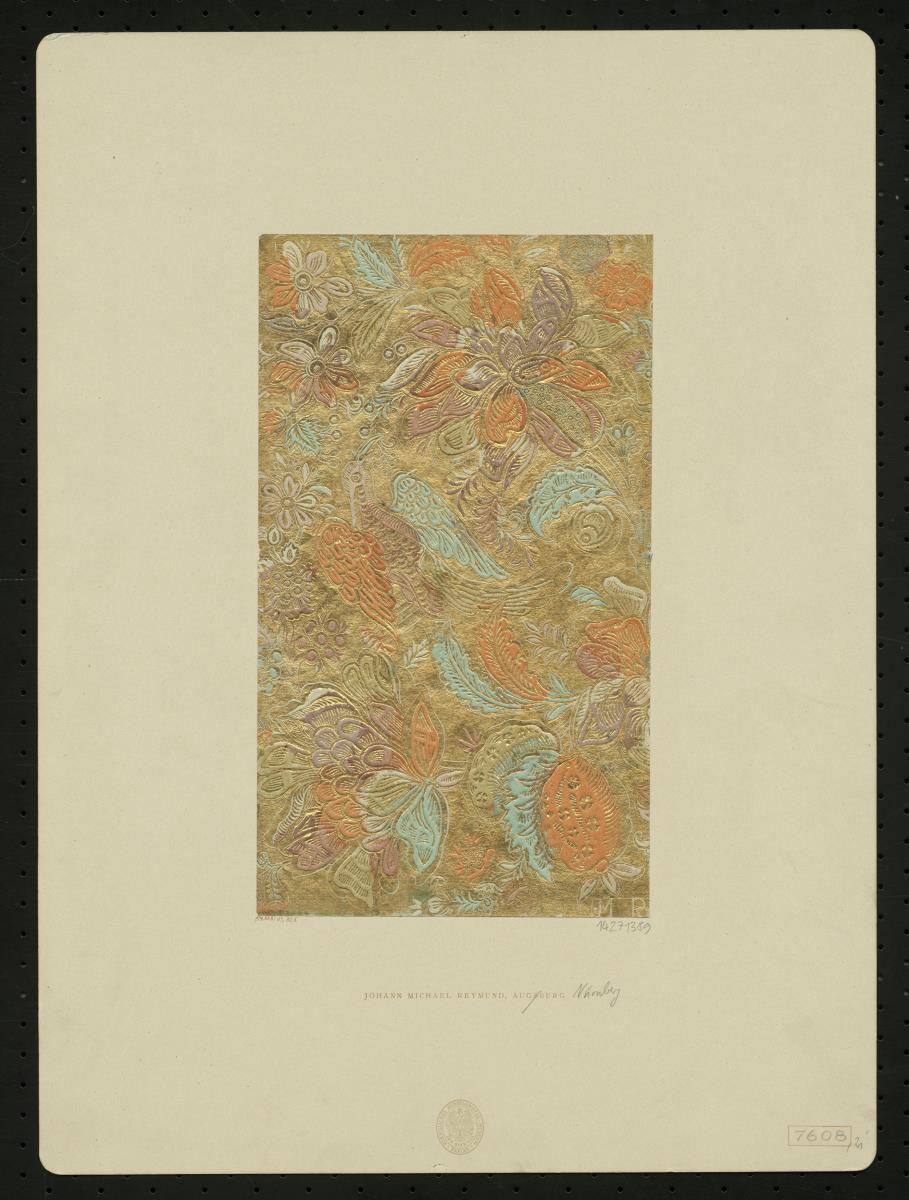 Brokatpapier (Blütenranken mit großem Vogel)