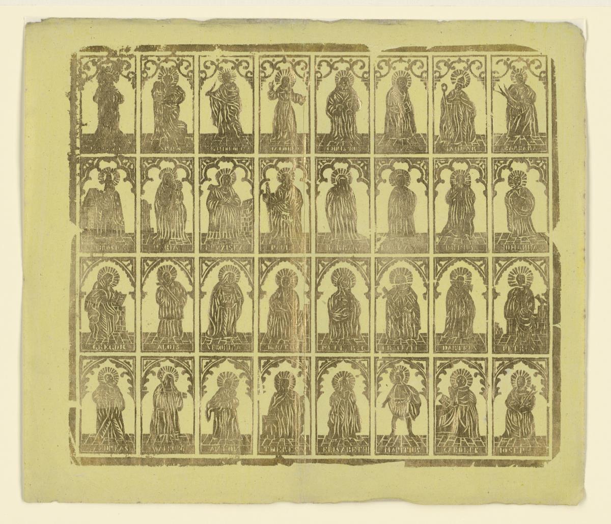 Brokatpapier (Blatt mit 32 Heiligen)
