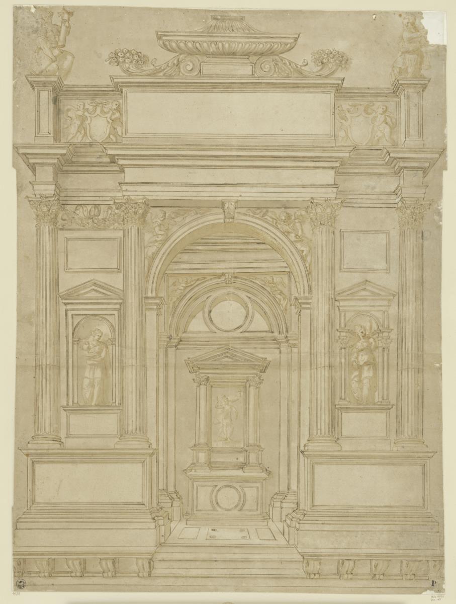 Altar mit triumphbogenartigem Aufbau