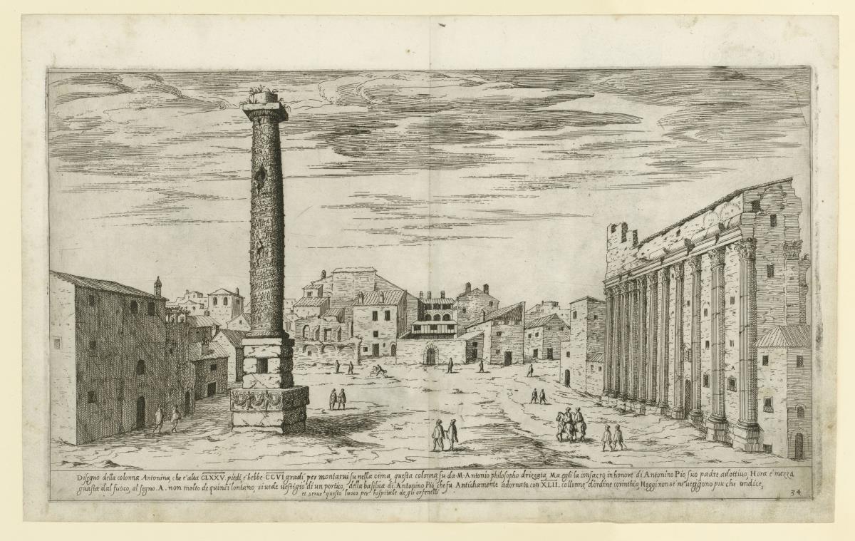 Colonna Antonina / Marc Aurel-Säule  (Blatt 34 der Serie: I Vestigi Dell'Antichità Di Roma: Raccolti Et Ritratti In Perspettiva Con Ogni Diligentia)