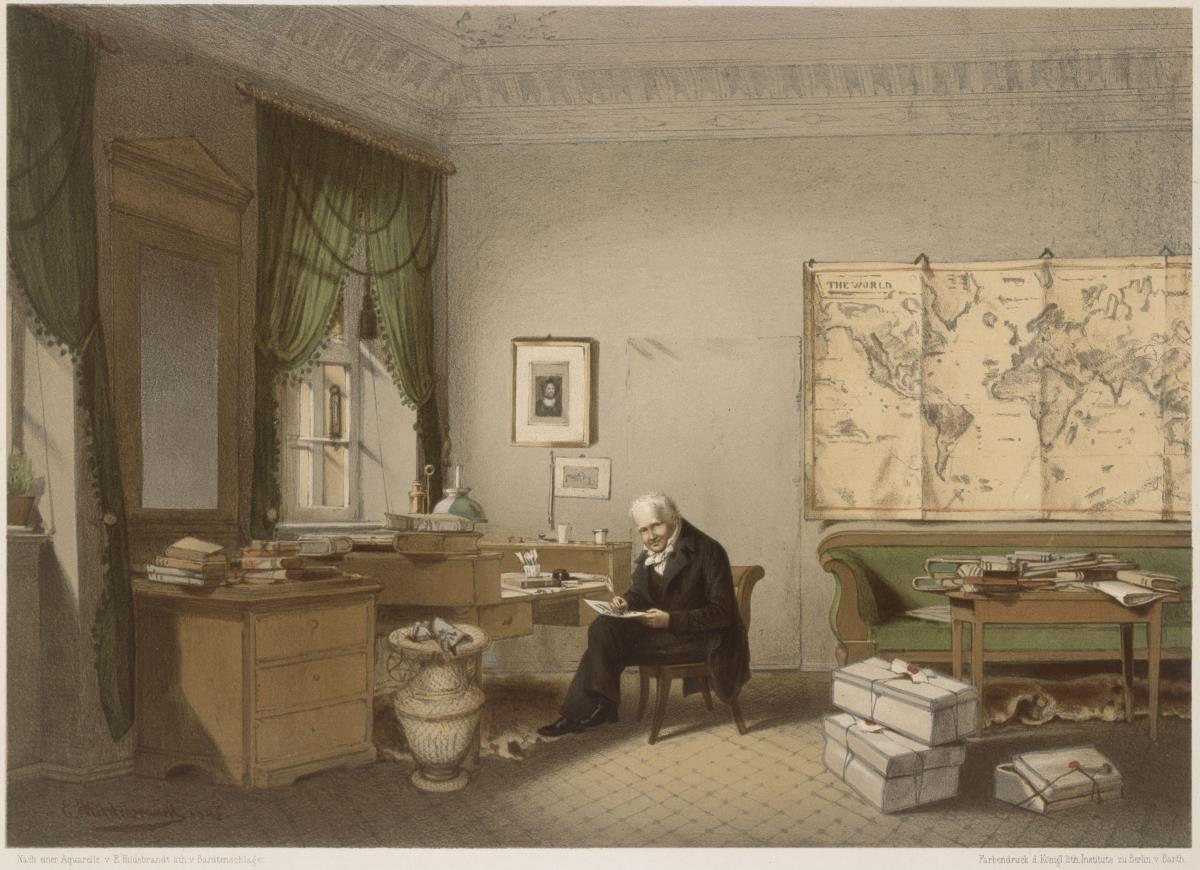 Alexander von Humboldt in seinem Arbeitszimmer