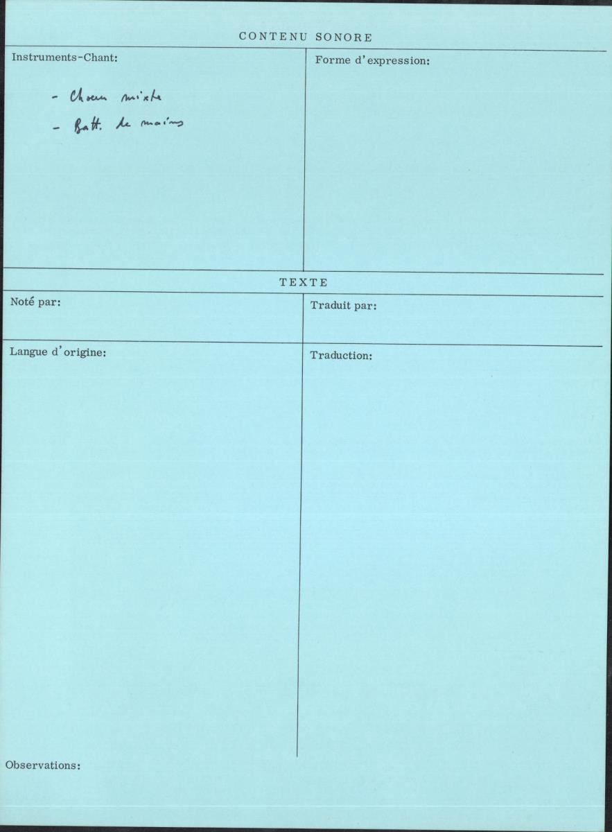 Arom IV, 1979 - Aka, Repertoire