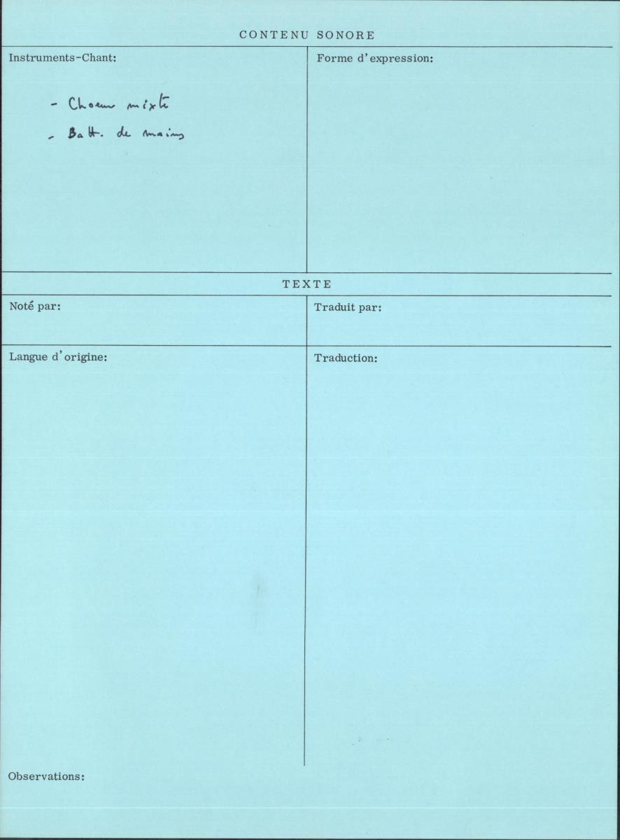 Arom V, 1979 - Aka, Repertoire