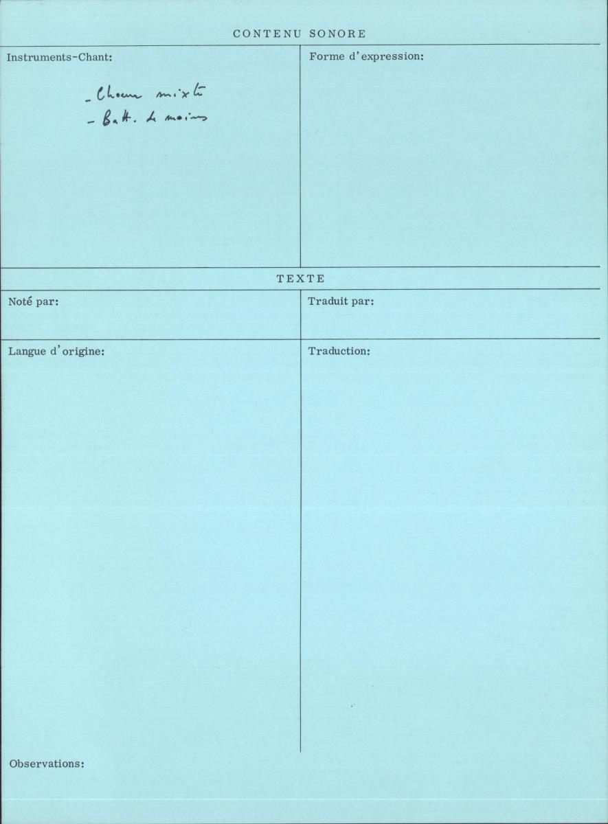 Arom V, 1979 - Aka, Repertoire