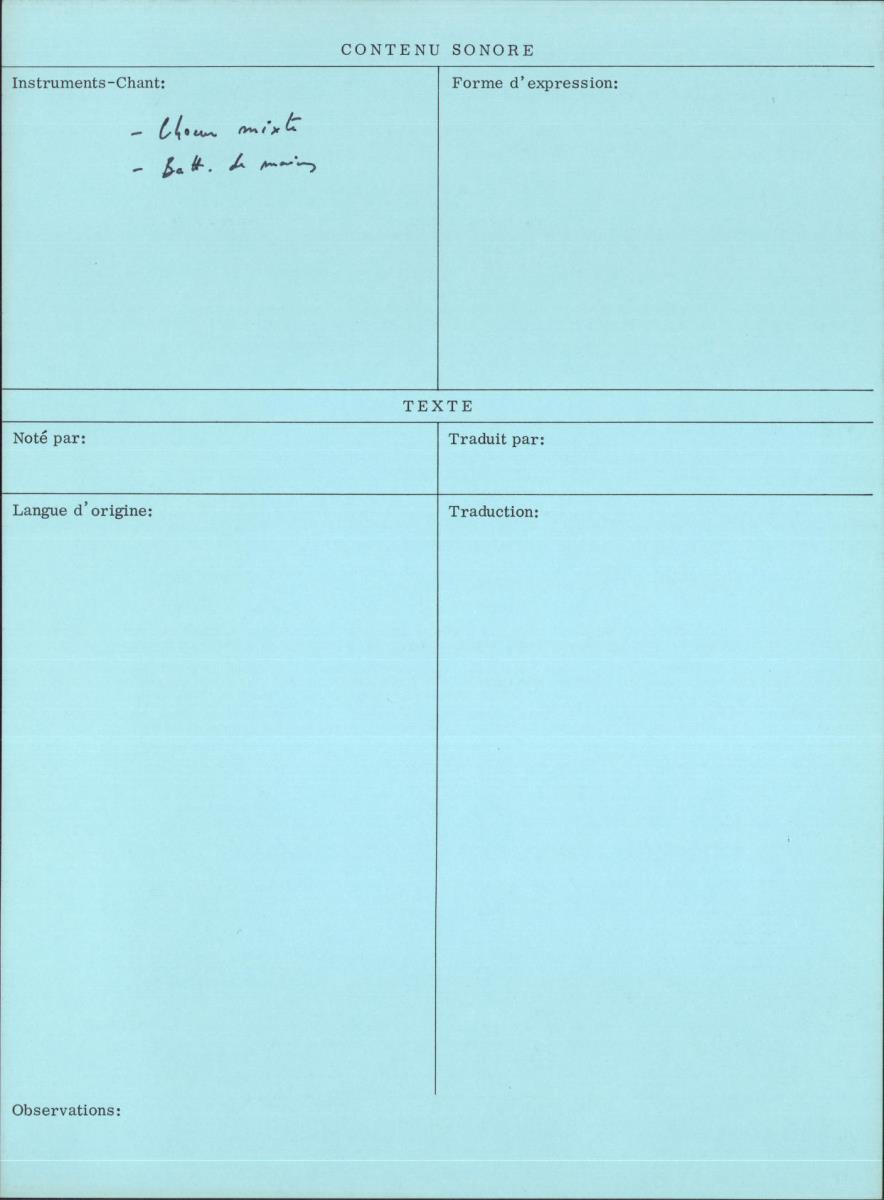 Arom V, 1979 - Aka, Repertoire