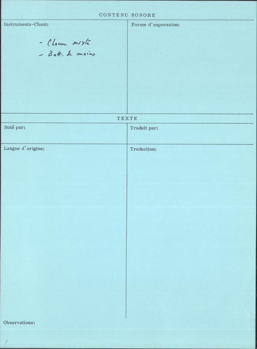 Arom VI, 1979 - Aka, Repertoire