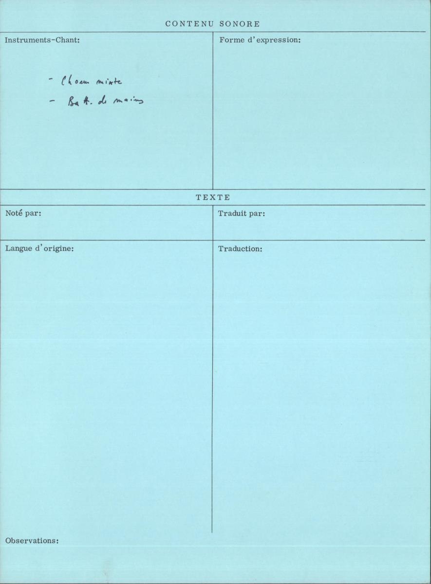 Arom VI, 1979 - Aka, Repertoire