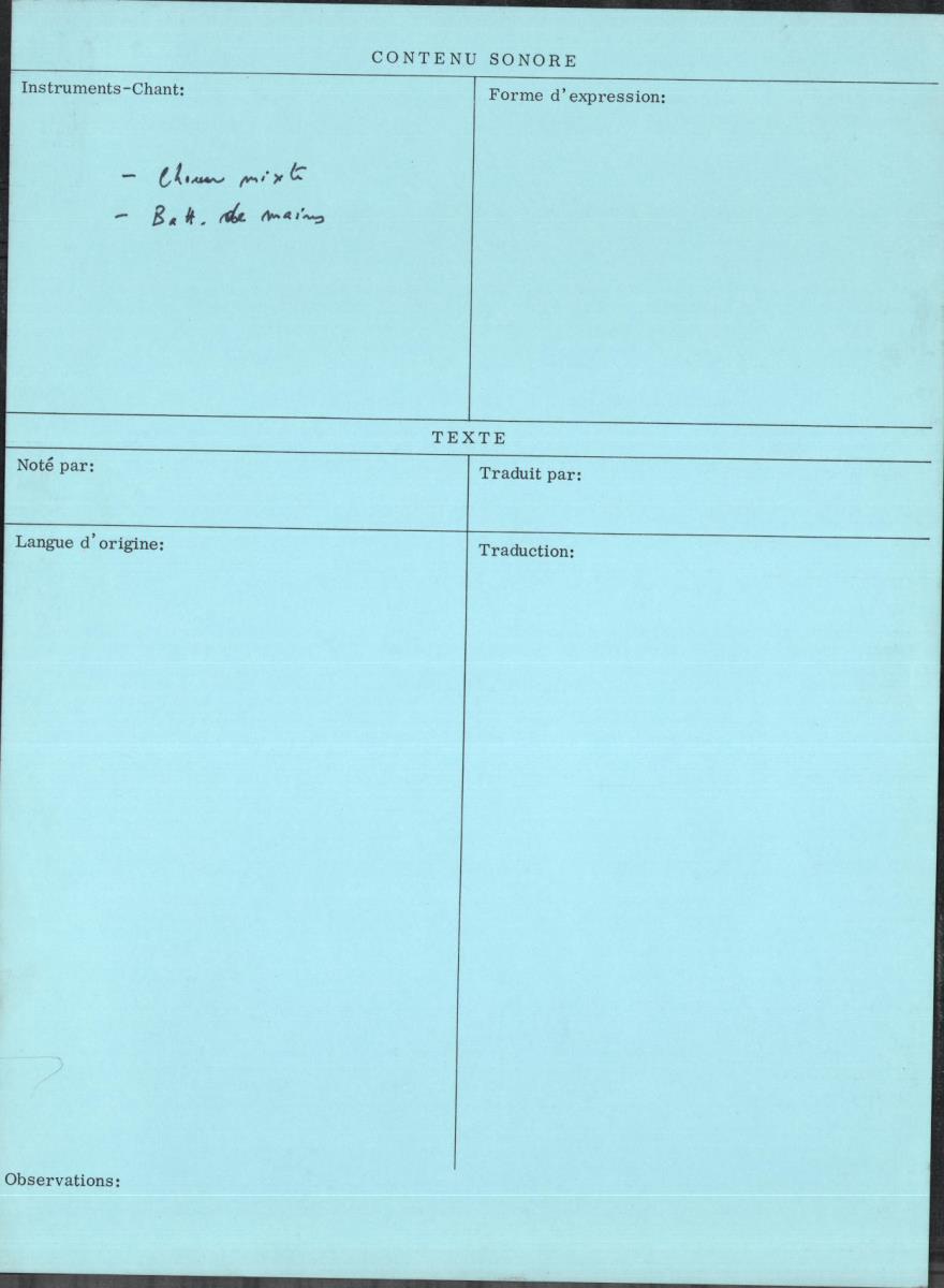 Arom VI, 1979 - Aka, Repertoire