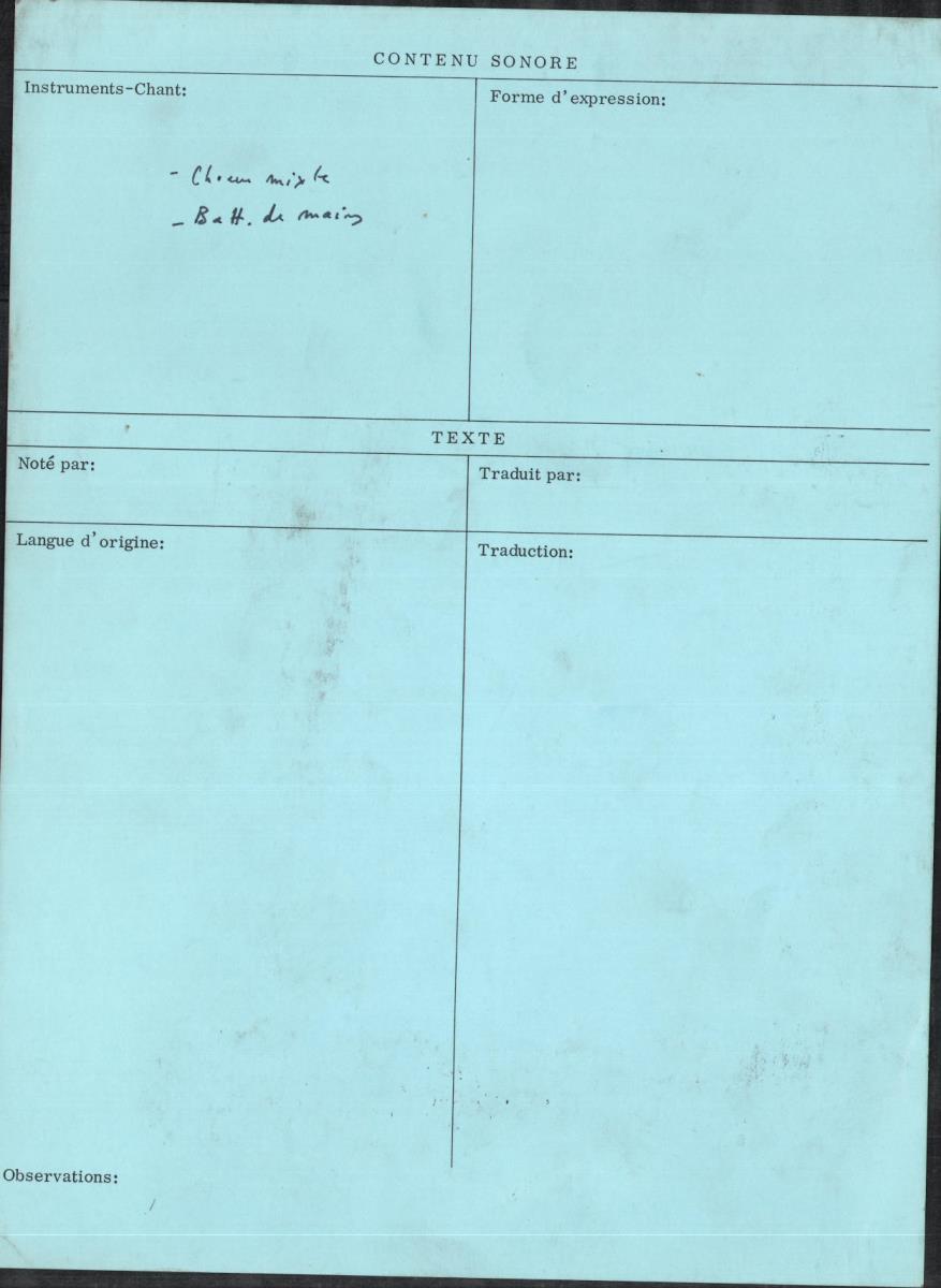 Arom VI, 1979 - Aka, Repertoire