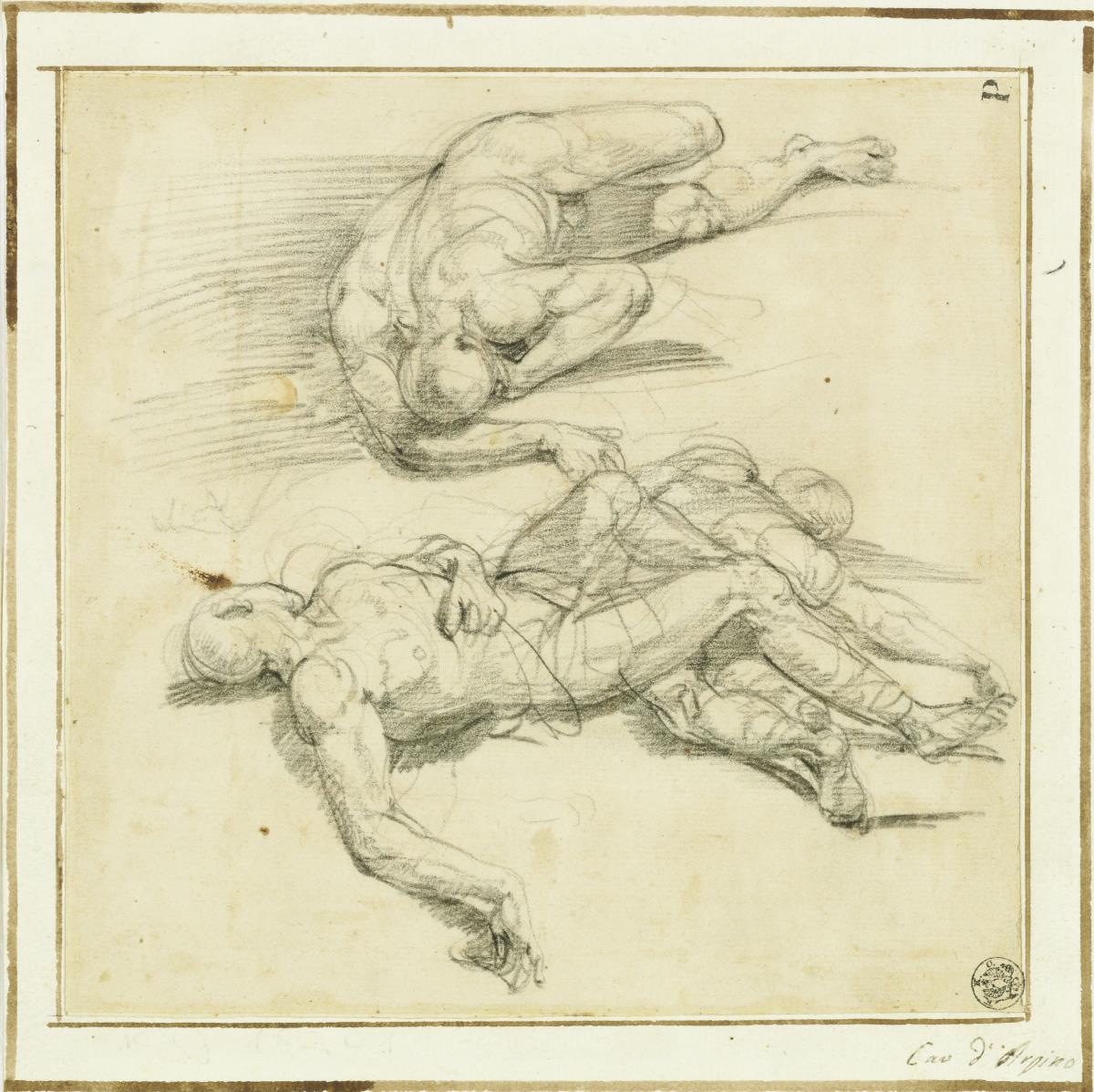 Studien zu drei toten Männern, am Boden liegend (für das Fresko "die Schlacht von Tullus Hostilius gegen die Vejer und Fidenäer")