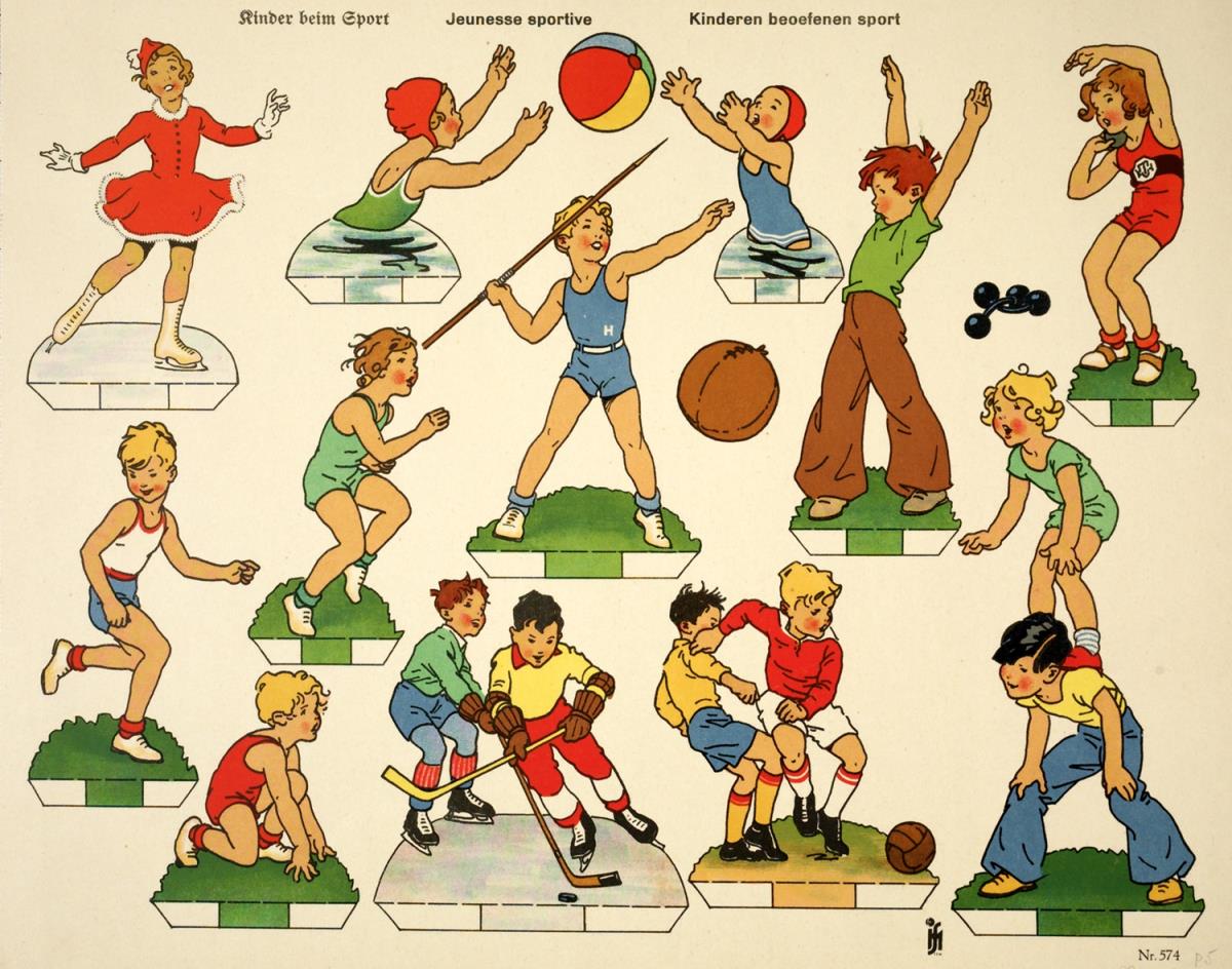 Kinder beim Sport. Jeunesse sportive. Kinderen beoefenen sport.
