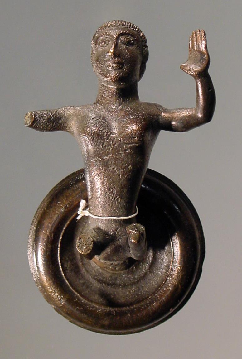 Oberteil einer Tritonin oder Vorderteil eines Kentauren auf runder Unterlegscheibe