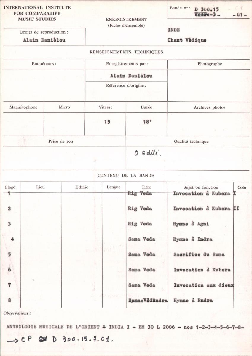 Inde / Chant Védique