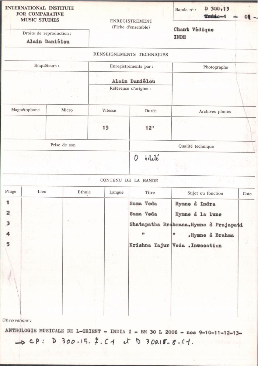 Inde / Chant Védique