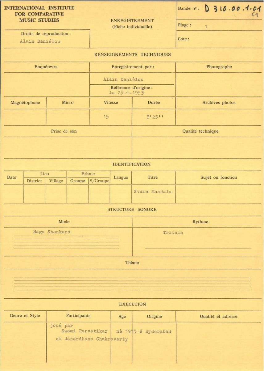 Inde du Nord / Swami Parvatikar