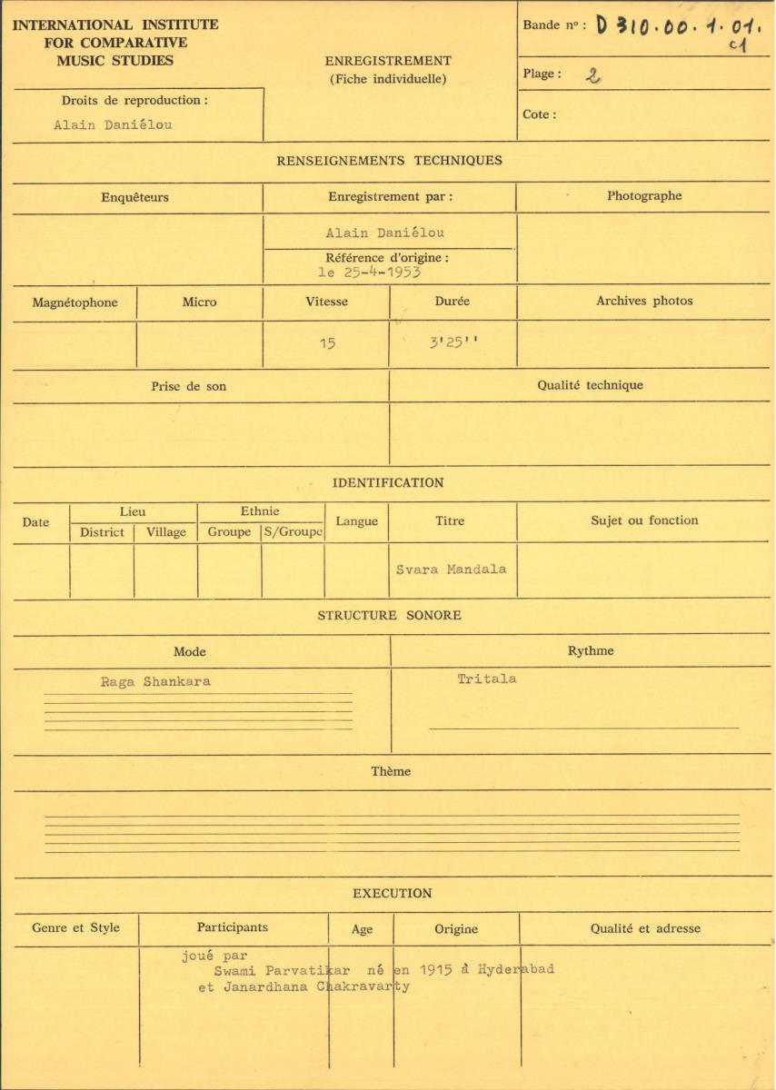 Inde du Nord / Swami Parvatikar
