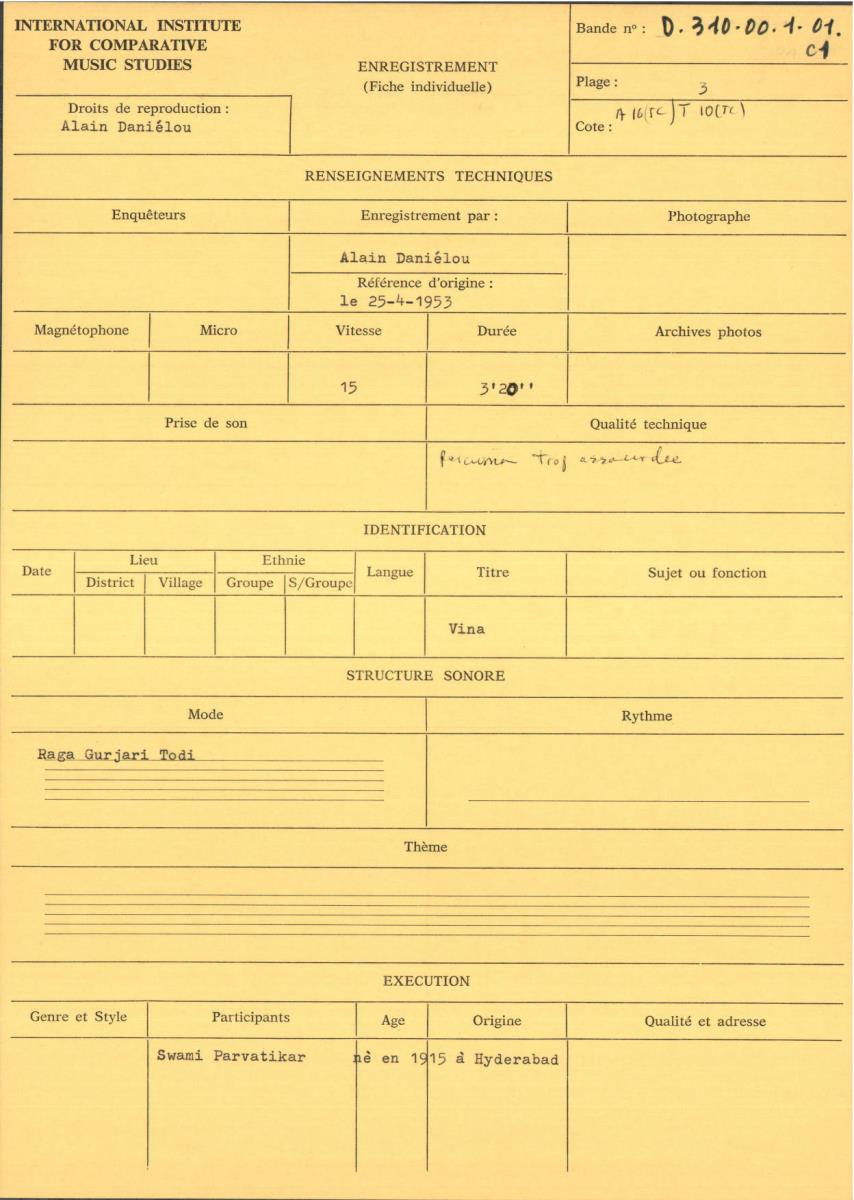 Inde du Nord / Swami Parvatikar