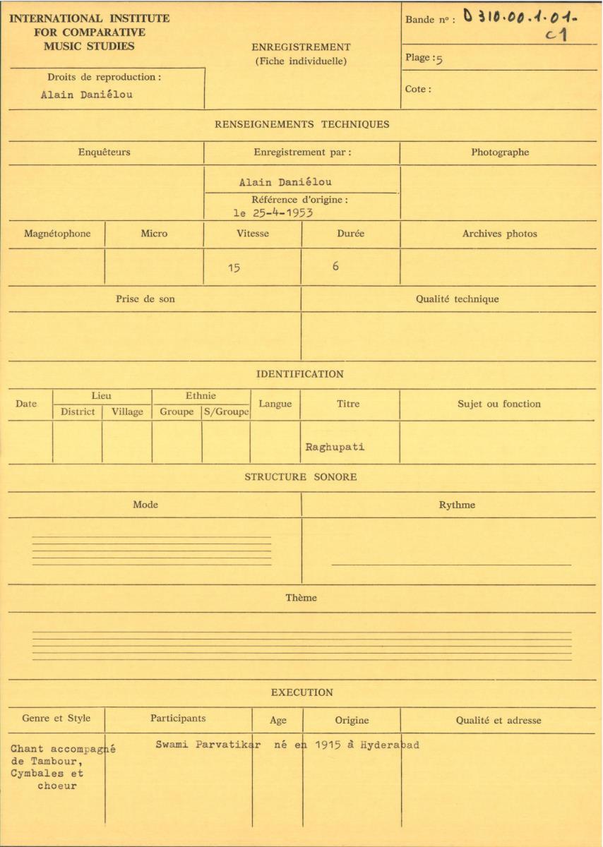 Inde du Nord / Swami Parvatikar