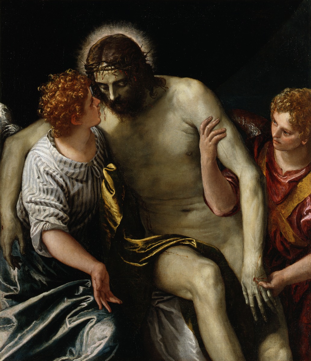 Der tote Christus, von zwei trauernden Engeln gestützt