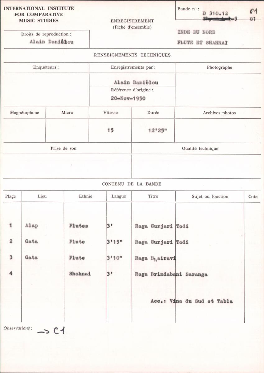 Inde du Nord / Flute et Shahnai
