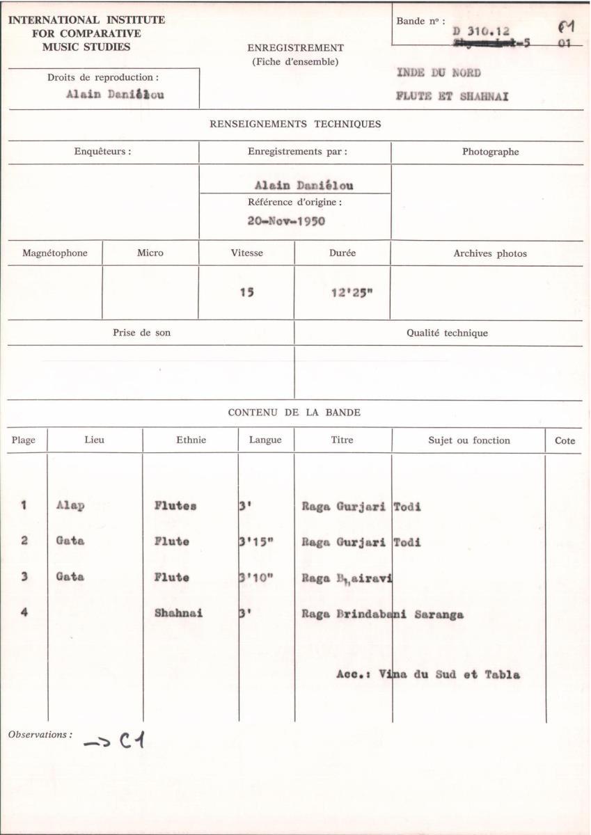 Inde du Nord / Flute et Shahnai