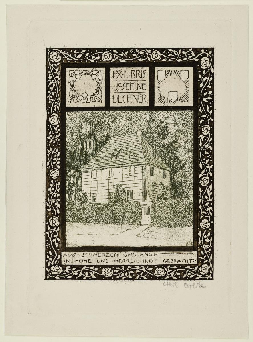 Ex Libris Josefine Lechner "Aus Schmerzen und Enge in Höher und Herrlichkeit gebracht"