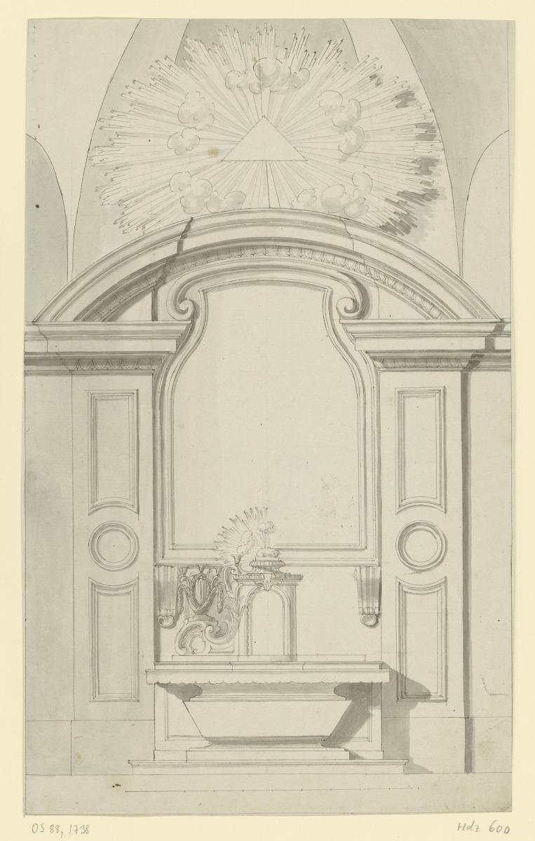 Altar und Altarrahmung, mit Quarantore - Dekoration