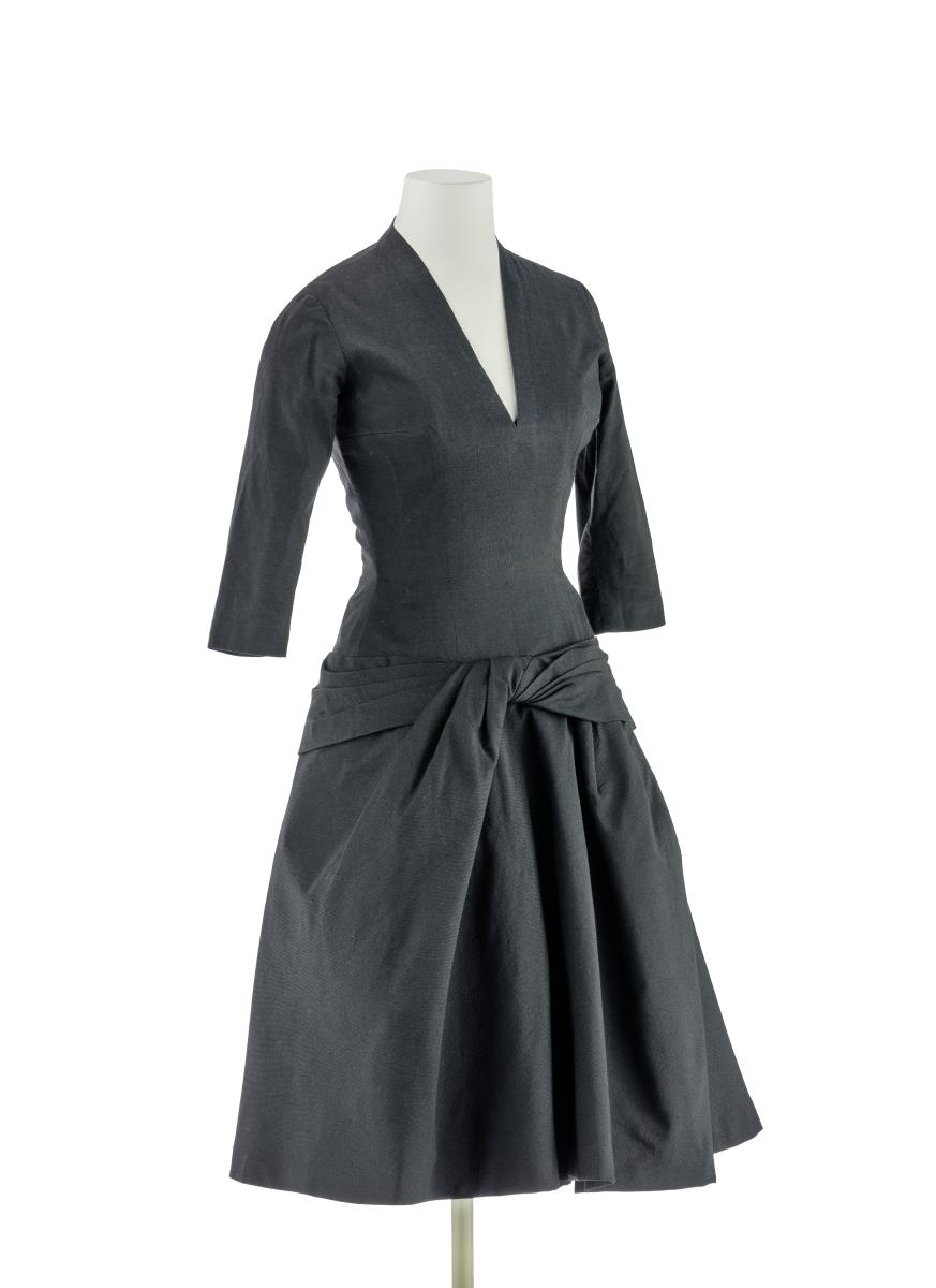 Blauschwarzes Cocktailkleid aus Alpaka-Wolle