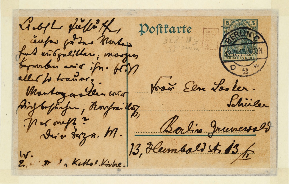 Postkarte von Franz Marc an Else Lasker-Schüler