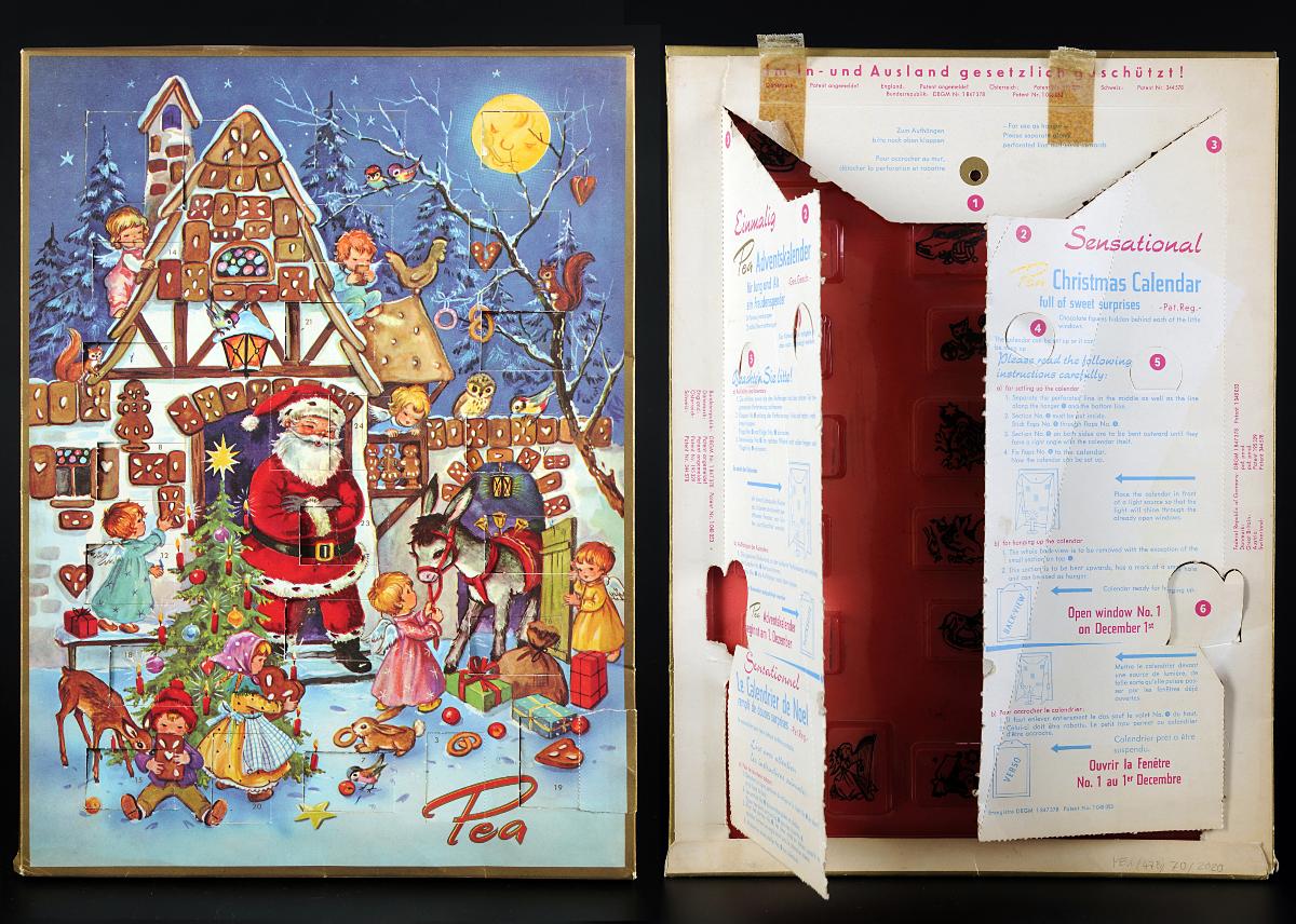 o. T. [Pea, Weihnachtsmann mit Esel am Pfefferkuchenhaus]