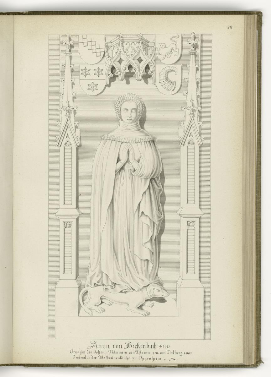 Anna von Birkenbach, Gemahlin des Johann Kämmerer von Worms, gest. 1415, Katharinenkirche Oppenheim