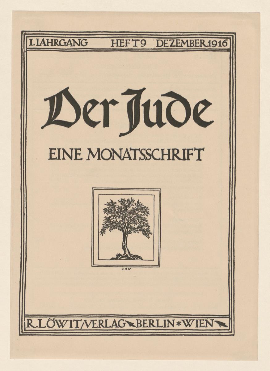 Probedruck des Titelblatts der Zeitschrift "Der Jude"