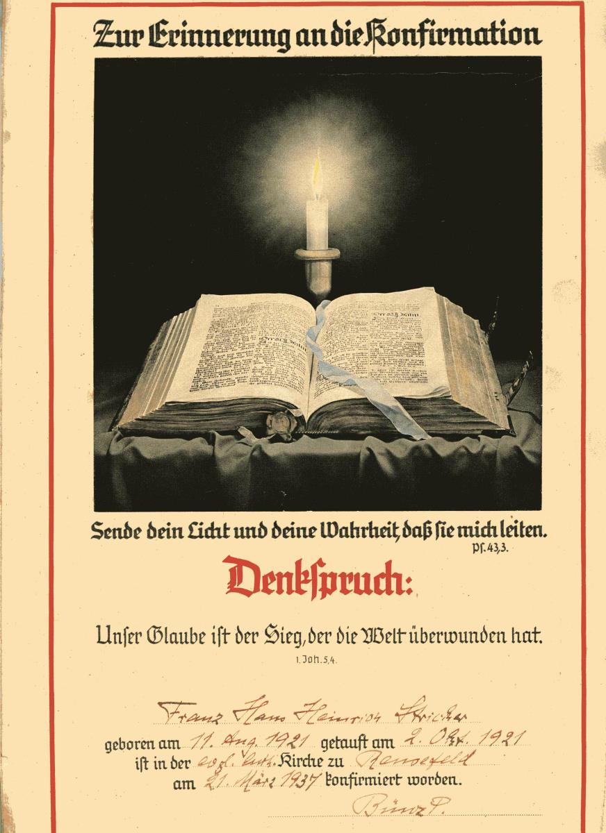 Zur Erinnerung an die Konfirmation.