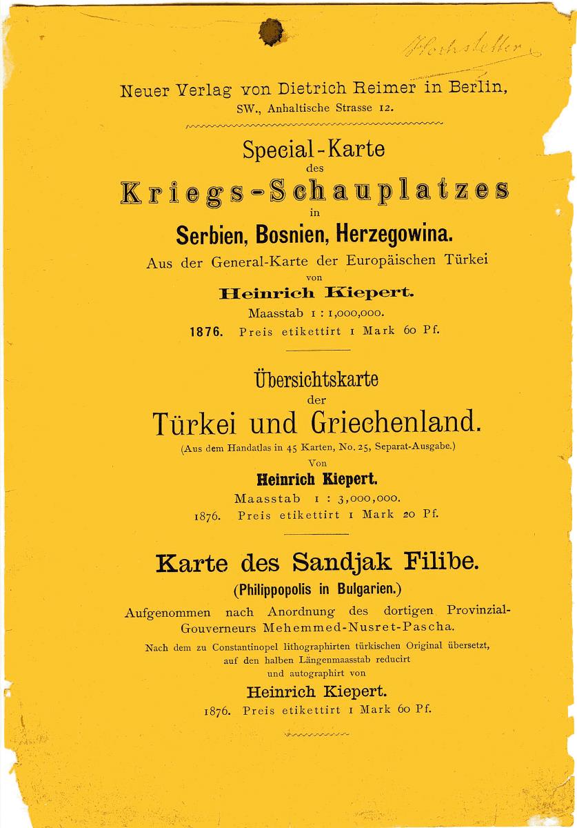 Special-Karte des Kriegs-Schauplatztes in Serbien, Bosnien, Herzegowina