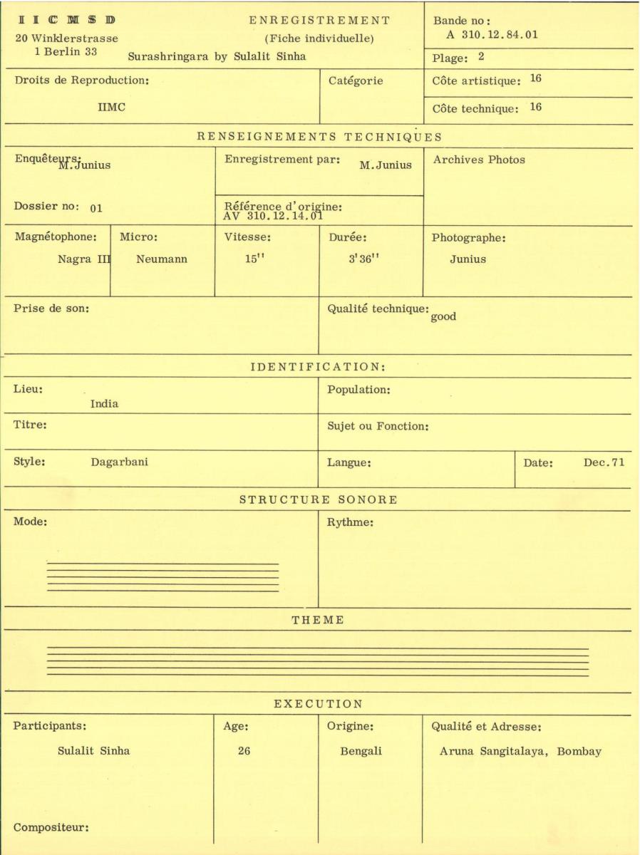 India / Sulalit Sinha, Surashringara (Banis)