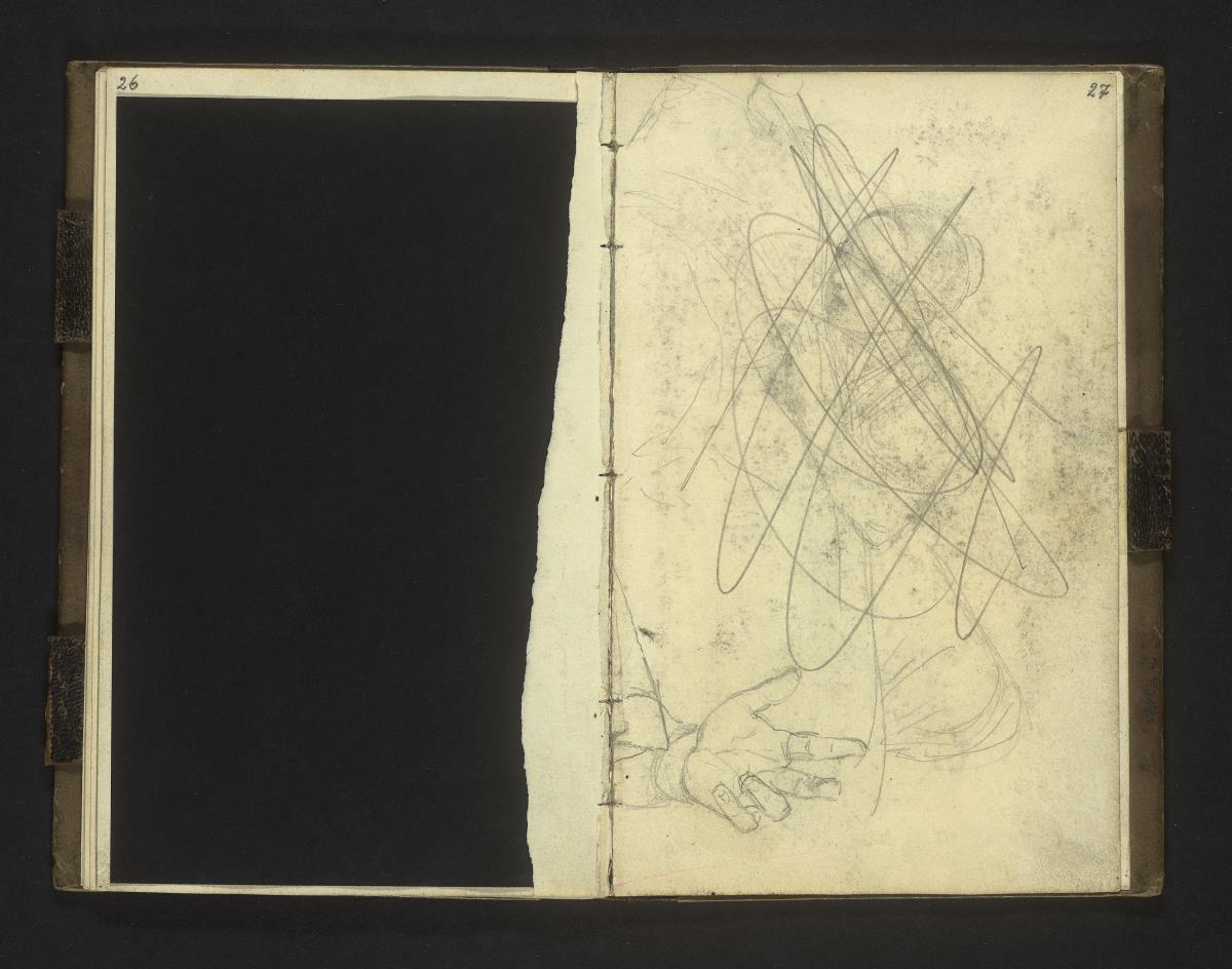 Kopf eines Mädchens (verworfen), Skizze einer linken Hand