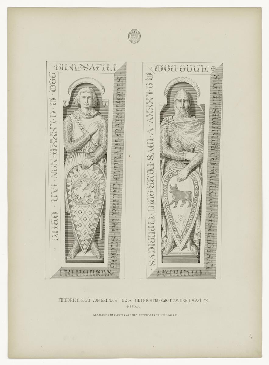 Friedrich, Graf von Brena, gest. 1182 und Dietrich Markgraf von der Lausitz, gest. 1185, Kloster Petersberg, Halle