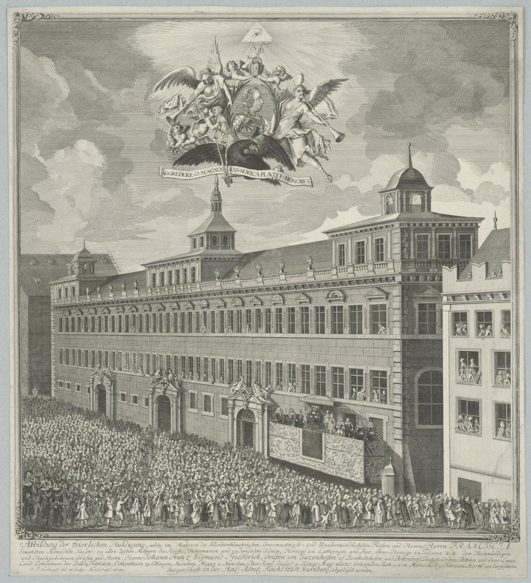 Abbildung der feierlichen Huldigung welche im Namen Franz I. von der gesamten Bürgerschaft in Nürnberg abgelegt worden, 9. Feb. 1746