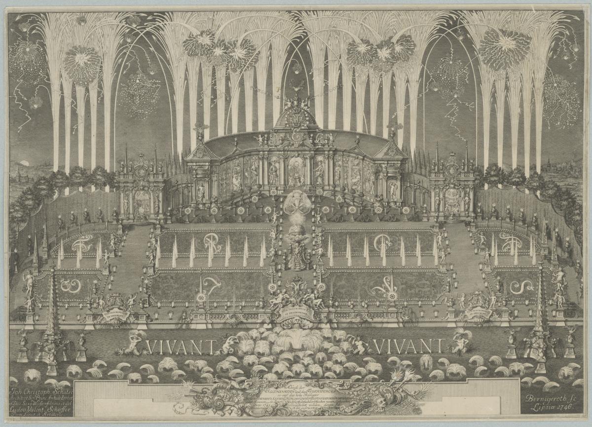 Abriss der Illumination und des Feuerwerks, [...] des Großfürsten und der Großfürstin… in dem… Anhalt-Zerbstischen neuen Lustgarten in Leipzig vorgestellet wurden, 1745